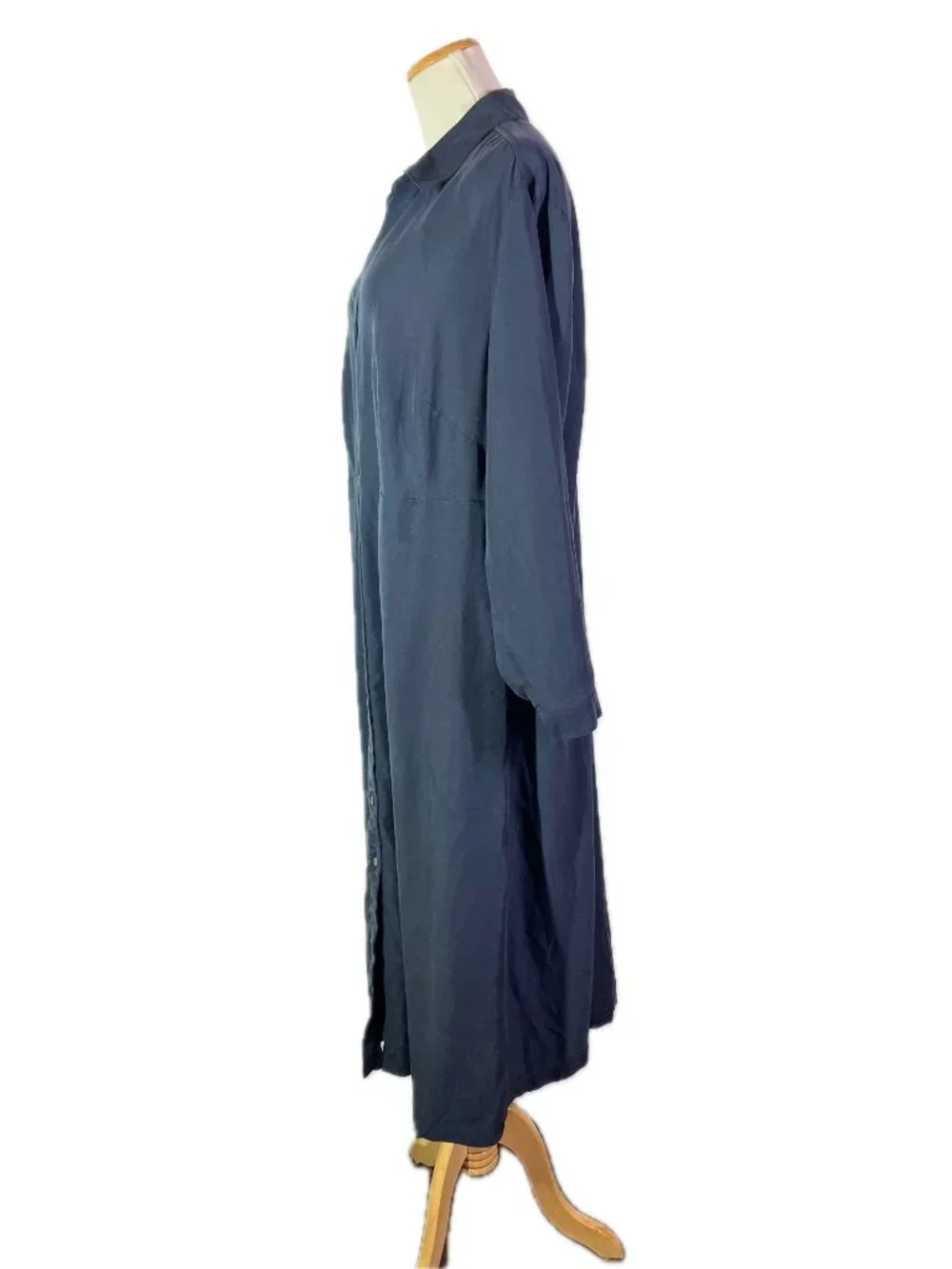 J. Jill Size XL Navy Blue Long Sleeve Shirtdress Lyocell
